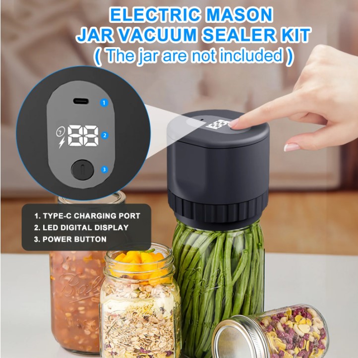 Automatic Electric Mason Jar Vacuum Sealer Kit - White_1